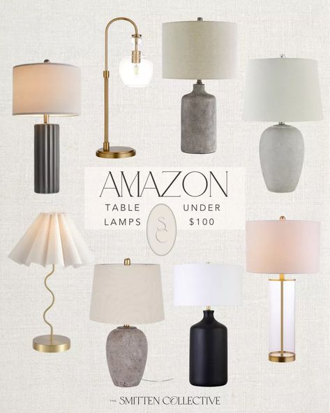 Amazon table lamps roundup of some of my favorites all under $100! These are perfect for your nightstands or side tables, entry way or office! Love these! amazon, amazon lamps, table lamps, lamps under $100, table lamps under $100, modern home decor, home decor, amazon home, living room inspiration, bedroom decor inspiration, trending home decor, trending looks, trending style End Table Lamps Bedroom, Side Table Styling Living Room Lamps, Mixing Lamps In Living Room, Entry Table Lamp, Lamps For Bedroom Night Stands, Amazon Lamps, Luxe For Less, Home Decor Amazon, Trending Home Decor