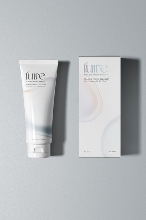 Package Design Skincare, Cleanser Packaging Design, White Skincare Packaging, Skincare Brand Packaging, Retro Skincare, Cleanser Packaging, Tube Packaging Design, Cosmetic Package Design, Collagen Packaging