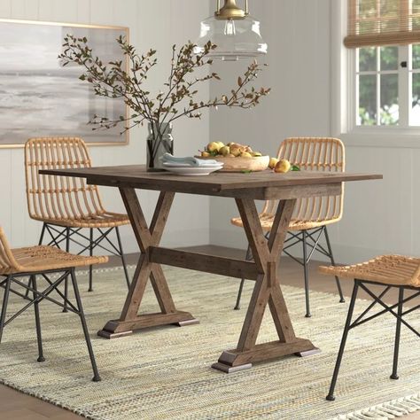 Sand & Stable Bonas Extendable Solid Wood Dining Table & Reviews | Wayfair Very Narrow Dining Table, Drop Leaf Counter Height Table, Small Rustic Dining Table, Expandable Table Dining, Camper Tables, Wood Trestle Dining Table, Distressed Dining Table, Metal Base Dining Table, Coastal Farmhouse Decor