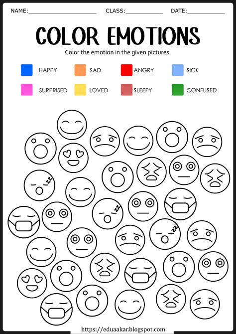 Feelings and Emotions Worksheet Aba Therapy Activities Emotions, My School Activity Preschool, Color Emotions Feelings, Emotion Sorting Activities, My Feelings Worksheet Preschool, Feelings And Emotions Lesson Plan, Worksheets About Feelings, Feeling Identification Activities, All About Feelings Preschool