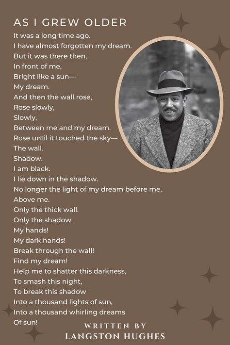 As I Grew Older - As I Grew Older Poem by Langston Hughes Langston Hughes Poems, Langston Hughes, Growing Old