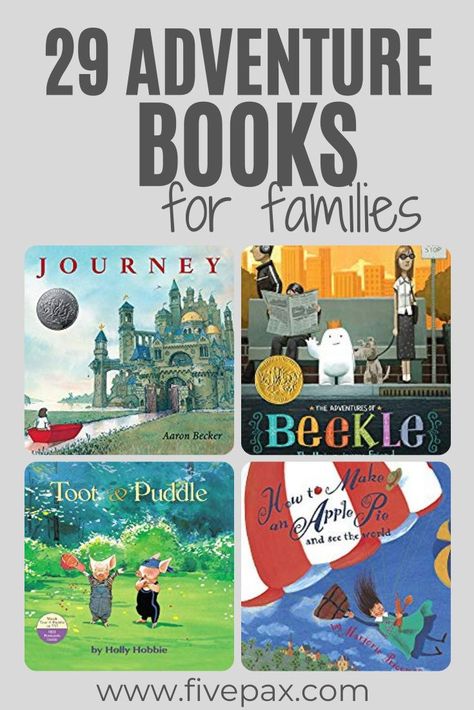 The top 29 books every adventure-loving family should have in their child’s library. This well-vetted list includes books about flying, family vacations, road-trips, and introducing kids to new places. #childrensliterature #adventureafamilies #booksforkids #earlyliteracy Adventurous Family, Storytime Crafts, Adventure Picture, Library Themes, Adventure Theme, Reading Adventure, Kids Library, Summer Reading Program, Read Aloud Books