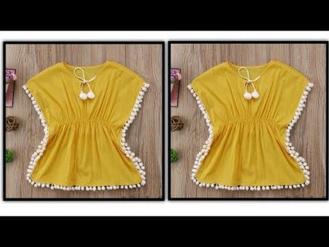 Kaftan Dress For Kids Girl, Baby Girl Dresses Design, Baby Kurti Design, Baby Girl Tops Design, Baby Tops Design, Kaftan Top Pattern, New Born Baby Dress Tutorials, Dress Design For Baby Girl, Baby Girls Dress Design