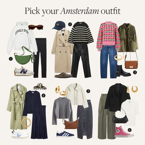 We're back for city break szn part four, and Amsterdam is up 🚲 Tell us your favourite look for sightseeing in the capital in the comments… | Instagram Rotterdam, What To Wear In The Netherlands, Spring Outing Outfit, Amsterdam November Outfit, Netherlands Outfits Spring, Portugal In May Outfits, Netherland Outfits, September In Paris Outfits, Amsterdam Outfits Winter