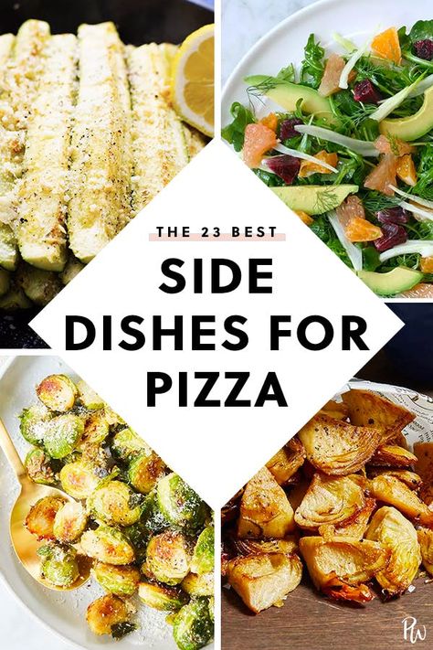 The 23 Best Side Dishes for Pizza #purewow #side dish #recipe #pizza #food Essen, Side Dishes For Pizza, Pizza Party Menu, Pizza Party Food, Pizza Dinner Party, Pizza Side Dishes, Pizza Sides, Party Side Dishes, Pizza Dinner