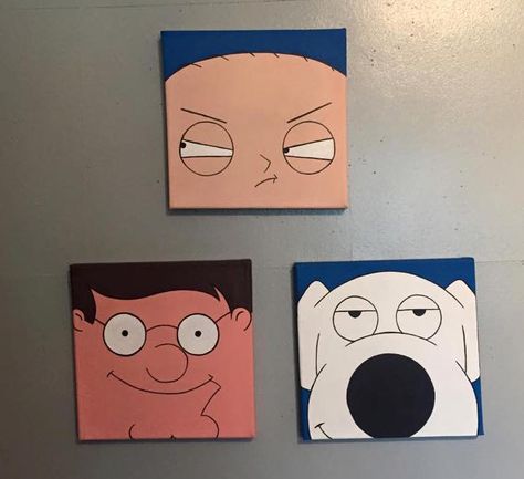 Family Guy Guy Canvas Painting Ideas, Family Guy Painting Ideas, Family Guy Canvas Painting, Family Guy Painting Canvases, Family Guy Painting, Family Guy Drawing, Simple Cartoon Paintings, Diy Barn Quilt, Homestead Christmas