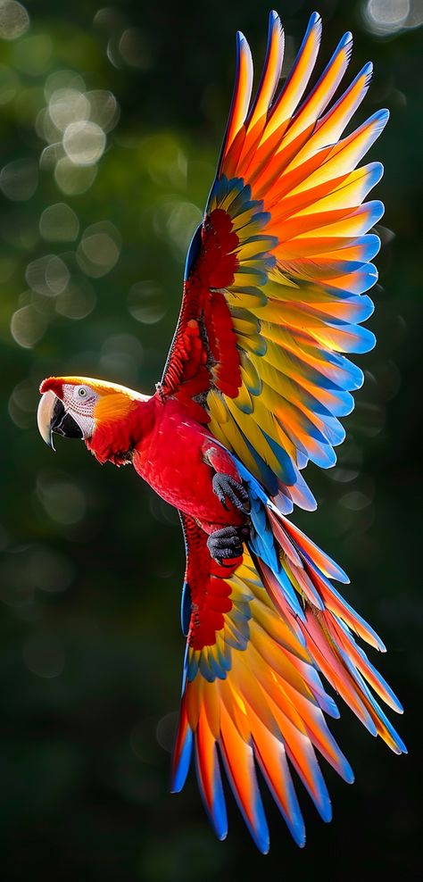 colorful flying parrot Macaw Parrot Wallpaper, Parrot Wings Reference, Colorful Nature Photography, Tropical Birds Photography, Birds Astethic, Colombian Animals, Macaw Aesthetic, Colorful Birds Photography, Macaws Parrot