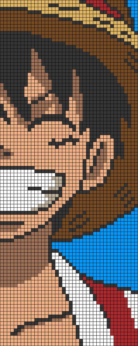 Pixel Art Anime, Modele Pixel Art, Luffy Anime, Graph Crochet, Crochet One Piece, Pixel Drawing, Pixel Crochet, Pixel Art Grid, Tapestry Crochet Patterns