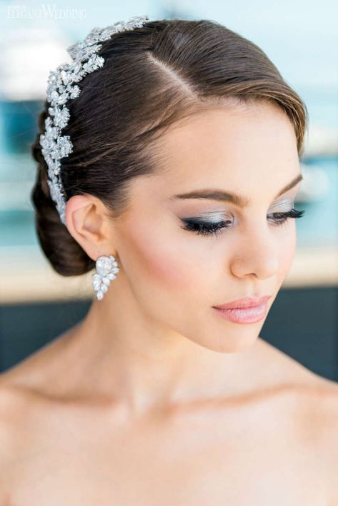 Makeup Looks For Dusty Blue Dress, Wedding Makeup With Blue Eyeshadow, Dusty Blue Makeup Look Wedding, Bridesmaid Makeup Dusty Blue, Dusty Blue Wedding Makeup, Dusty Blue Dress Makeup Look, Dusty Blue Eye Makeup, Dusty Blue Makeup, Dusty Blue Makeup Look