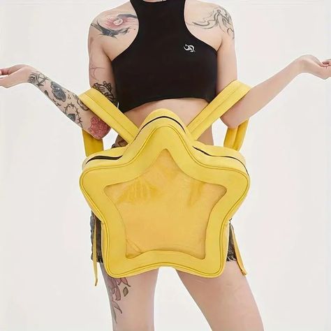 Y2k Star Shaped Backpack Trendy Sweet Cool Schoolbag Kawaii - Temu Kawaii, Beg Sekolah, Clear Backpacks, Cute Website, Pin Bag, Bag Y2k, Kawaii Bag, Ita Bag, Orange Backpacks