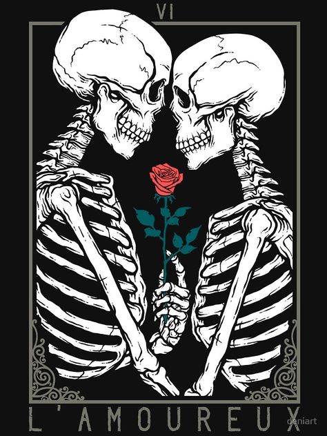 Skeleton Love, The Lovers Tarot Card, Skeleton Drawings, The Lovers Tarot, Couple Tattoo, Tattoos For Lovers, Skull Lover, Wedding Personalized, Skeleton Art