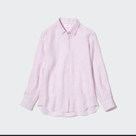 Uniqlo Striped Shirt 100% Linen Nwt White And Pink Stripes Linen Shirt Women, Pink Striped Shirt, Striped Linen Shirt, Uniqlo Tops, Uniqlo Women, White And Pink, Pink Stripes, Linen Shirt, Uniqlo