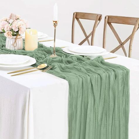 PRICES MAY VARY. Cotton Cheesecloth Gauze 🌿【Sage Green Cheesecloth Table Runners】You will get a10ft elegant sage green cheese cloths table runners, suitable for wedding banquets and various parties. Rustic sage green runner gives your home or party a classy, the fresh green color of the low-profile can be worn with any style. Great for outdoor use as a camping and picnic blanket, it will make a great photo prop. 🌿【Soft & Durable Material】This cheese gauze table runner is made from 100% natural Gauze Table Runner, Rustic Tablecloths, Rustic Table Runners, Fabric Table Runner, Green Table, Rectangle Tablecloth, Styl Boho, Rustic Table, Cheese Cloth