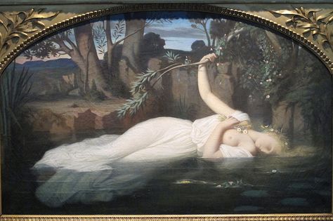 Léopold Burthe - Ophélia (1862) Historical Art, Ophelia Painting, Rennaissance Art, Art Classique, Art Ancien, Classic Paintings, Old Paintings, Romantic Art, Ethereal Art