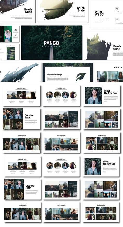 Pango Powerpoint Presentation Templates - 50 Slides Photos For Presentation, Photo Collage Powerpoint, Power Point Photo Presentation, Powerpoint Photo Layout, Photo Presentation Layout, Photography Presentation Layout, Photo Portfolio Design, Graphic Design Slides, Powerpoint Collage