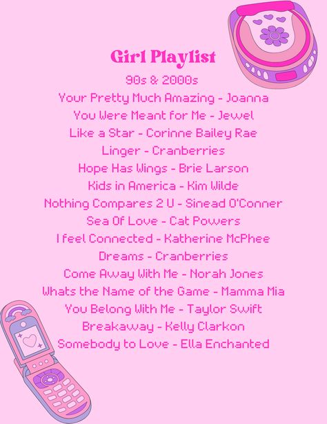 Girly Playlist Names, 2000s Girly Aesthetic, Girly Y2k Aesthetic, Girly Playlist, 2000 Playlist, Early 2000s Songs, Y2k Playlist, File Aesthetic, 2000s Songs