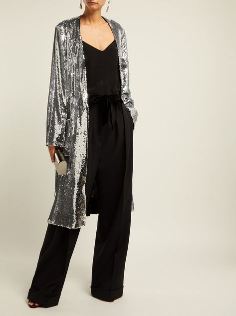 Vivien sequinned coat | Racil | MATCHESFASHION.COM US Haute Couture, Couture, Egypt Clothes, Look Kimono, Sequin Coats, Arabian Dress, Sequin Kimono, Looks Country, Classic Outfits