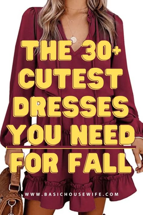 30+ Must-Have Long Sleeve Casual Dresses for Fall | Basic Housewife Casual Fall Dresses For Women, Fall 2023 Casual Dresses, Women's Fall Dresses, Women’s Fall Dress Outfit, Cute Fall Dresses For Women, Cute Fall Dress Outfits Casual, Women Fall Dresses Outfits, Shoes For Fall Dress, Casual Fall Dresses For Women Over 50