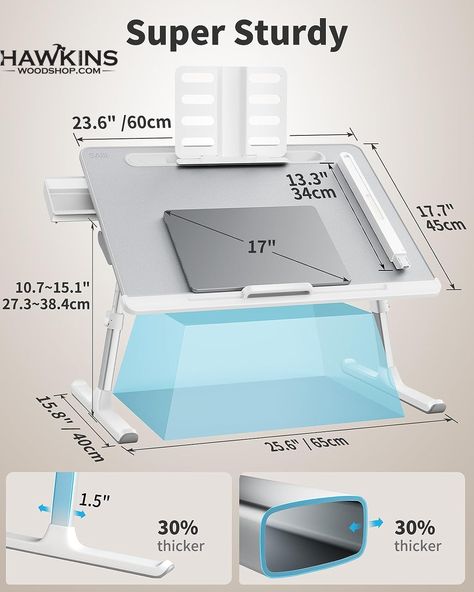 [3-Levels Brightness & Adjustable Angle Lamp]： The led desk lamp has three brightness adjustments, which can meet your working, reading, writing, learning, entertainment, and other requirements. The four-axis angle adjustment can cast light directly. The foldable led desk lamp power max bright time is 10 hours after one charge. The light color temperature is 4000K, which protects your eyes well. [Adjustable Laptop Table]: The product function of adjustable angles and heights allow you to cus Laptop Stand For Bed, Foldable Laptop Table, Laptop Stand Bed, Adjustable Laptop Table, Portable Laptop Desk, Lap Table, Led Desk Lighting, Ventilation Design, Bed Stand