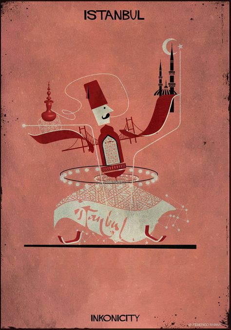 Turkish Character Design, Turkish Illustration, Federico Babina, Posters Conception Graphique, Labyrinth Design, Istanbul Photography, Retro Travel Poster, Fairytale Illustration, City Illustration
