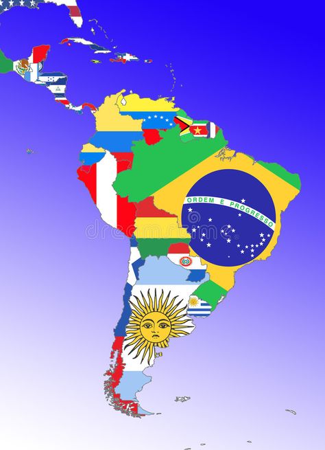 Latin American Flags, Flags Illustration, Latin America Map, America Outline, Latin Countries, Columbia South America, History Symbol, Middle America, South America Travel Destinations