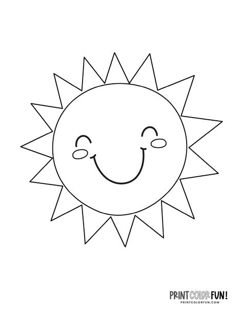 Fun sun coloring pages - Cute faces (5) Outline Pictures For Colouring, Sun Clip Art Black And White, Sun Printable Templates, Sun Coloring Pages Free Printable, Sun Outline Drawing, Easy Sun Drawing, Sun Easy Drawing, Sun Template Free Printable, Sun Cartoon Drawing