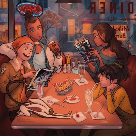 ☔ Loraine on Instagram: “Fall diner vibes with Team Avatar 🍂 ft. Elements fall edition! AAAAA YOUGUYS I’m SO honored to get to be a part of this! (/▽＼*)｡o○♡ . In…” Atla Fanart, Korra Comic, Dragon Tea, Avatar The Last Airbender Funny, Avatar Funny, Avatar Picture, The Last Avatar, Avatar Cartoon, Korra Avatar