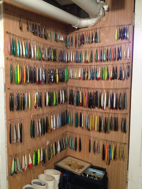 Fishing Tackle Storage... lets see your mancave setups... - Page 5 Fishing Tackle Room, Fishing Tackle Organization, Fishing Gear Storage, Fishing Pole Storage, Fishing Organization, Fishing Storage, Tackle Storage, Fishing Rod Storage, Fishing Tackle Storage