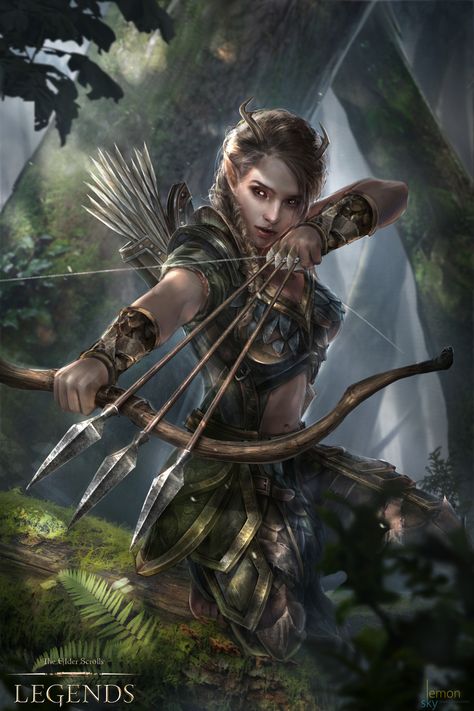 ArtStation - Grahtwood Ambusher, Gabriela Dea Julia Arrow And Bow, Elf Female, Tato Naga, Elf Warrior, Illustration Fantasy, Elves Fantasy, Female Elf, Elf Art, Fantasy Art Warrior