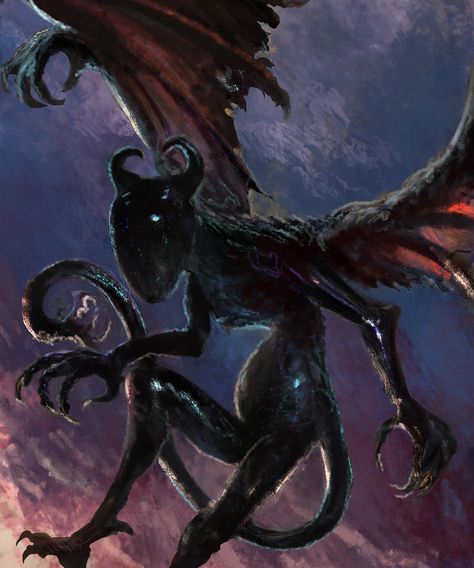 Night Gaunt Revisited by Mitchellnolte @ DeviantArt Night Gaunt, Winged Demon, Fantasy Beings, Lovecraft Art, Call Of Cthulhu Rpg, Monster Ideas, Fantasy Demon, Lovecraftian Horror, Beast Creature