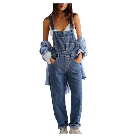 PRICES MAY VARY. Denim Long Jumpsuit Casual, Retro Jumpsuit, Womens Denim Jumpsuit, Chique Outfit, Long Jumpsuit, Jumpsuit Navy Blue, Salopette Jeans, Long Jumpsuits, Summer Blue