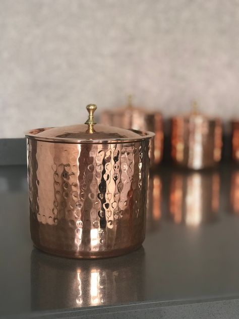 Hammered Copper Spice Jars, Handcrafted Copper Container, Spice Canister, Kitchen Decoration - Etsy