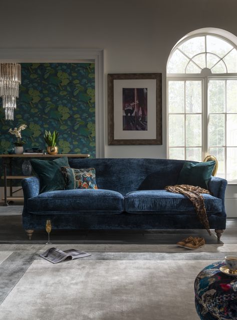 Classic Sofa Styles, Blue Sofas Living Room, Furniture Reupholstery, Statement Sofa, Interesting Interiors, Sofa Size, Barker And Stonehouse, Blue Sofa, Luxury Sofa