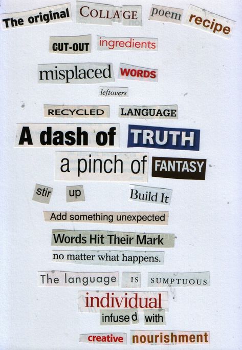 Word Collage Poem How To Make Collage, Collage Poetry, Space Collage, Found Poetry, Poetry Ideas, Word Collage, Blackout Poetry, Magazine Collage, Dissertation Writing