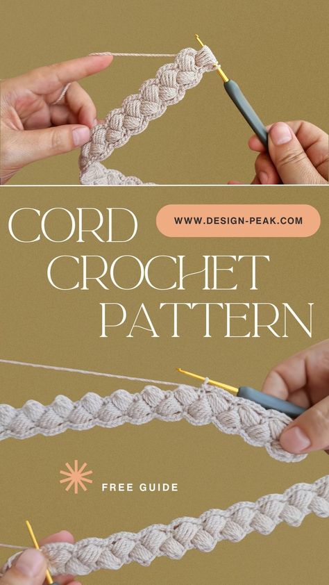 Crochet Beautiful Cord – Tutorials & More Crochet Handfasting Cord, Simple Crochet Lace, Crochet Thread Projects Easy Patterns, Sewing Crochet Pieces Together, Crochet Cord Holder, Begginer Crochet Project, Crochet Little Things, Macrame Yarn Crochet, Embroidery On Crochet