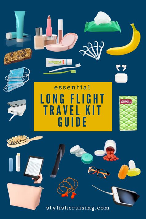 Discover how to make the ultimate travel kit for long flights with our guide. Packed with tips on selecting the right items, from comfort essentials to entertainment must-haves, this article ensures your long haul flight travel kit is perfectly curated for a smooth and enjoyable journey. Long Haul Flight Skincare, In Flight Essentials, Flight Checklist, Long Haul Flight Essentials, Cruise Packing Tips, Silicone Ear Plugs, Amenity Kits, Flight Essentials, Flight Travel