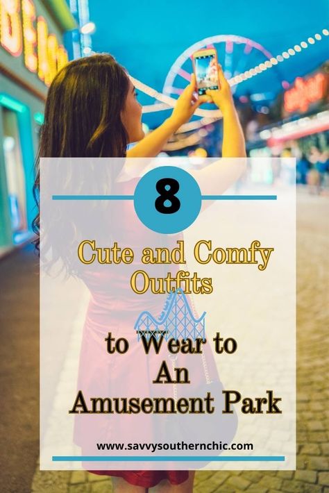 Amusement Parks Outfit Summer, Going To The Zoo Outfit Summer, Clothes For Amusement Park Outfit Ideas, Theme Park Outfits 2023, Outfits To Wear At Amusement Parks, Amusment Parks Outfit Winter, Boardwalk Outfit Spring, Vacation Outfits Amusement Park, Lightweight Outfits Summer