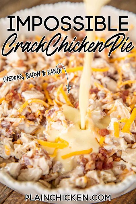 Quiche, Easy Weeknight Casseroles Families, Impossible Chicken Pie, Bacon Pot Pie, Impossible Chicken Pie Bisquick, Bisquick Recipes With Chicken, Bisquick Recipes Dinner Chicken, Easy Savory Pie Recipes, Impossible Chicken Pot Pie Bisquick