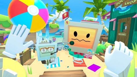 Take Some Time Off In April For The Release Of Vacation Simulator Simulation Games, Job Simulator, Tired Of Waiting, Sea Sickness, Vr Experience, Vr Games, Going On Holiday, Google Earth, Island Vacation