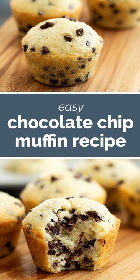 Recipes With Semi Sweet Chocolate Chips, Muffin Recipes Without Milk, Quick Easy Breakfast Recipes, Tasty Recipes For Dessert, Little Debbie Copycat Recipes, Easy Chocolate Chip Muffin Recipe, Easy Muffin Recipes, Best Chocolate Chip Muffins, Basic Muffin