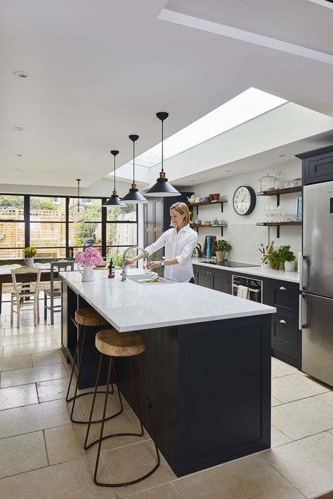 Real kitchen: a remodel makes way for an open-plan kitchen diner | Real Homes Modern Kitchen Open Plan, Kitchen Diner Extension, Open Plan Kitchen Dining Living, Open Kitchen And Living Room, Open Plan Kitchen Diner, Open Plan Kitchen Dining, Open Plan Kitchen Living Room, Real Kitchen, Kitchen Dining Living