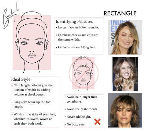 Rectangle Face Shape - The Best (& Worst) Hairstyles Hairstyles For Rectangular Faces, Worst Hairstyles, Rectangle Face Shape, Oblong Face Hairstyles, Face Shapes Guide, Oblong Face Shape, Rectangle Face, Long Face Shapes, Chin Length Bob