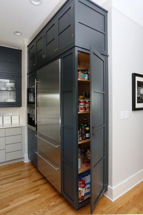 Best Pantry Layout, Adding A Small Butlers Pantry, Garage Entry Into Kitchen, All Appliances On One Wall Kitchen, Pantry Butcher Block Counter, Small Interior House Design, Small Kitchen Plans Layout, Galley Kitchen Ideas With Island, 90s Kitchen Remodel Before And After