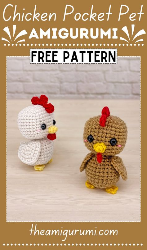 Amigurumi Patterns, Amigurumi Rooster Free Pattern, Free Crocheted Chicken Patterns, Crochet Chicks Free Pattern, Amigurumi Chicken Free Pattern, Crochet Birds Free Pattern, Crochet Chicken Pattern Free, Free Crochet Chicken, Chicken Pocket