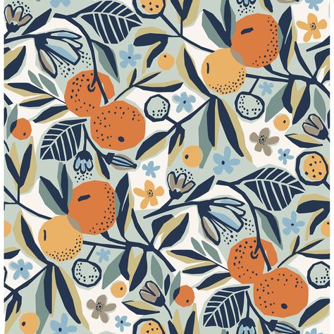 "Buy Clementine Garden Peel & Stick Wallpaper at Michaels. com. Bring eclectic charm to your walls with this watercolor design. Bring eclectic charm to your walls with this watercolor design. Clementines take center stage in this citrus themed peel and stick wallpaper, the fruit framed by branches of leaves. Clementine Garden Peel and Stick Wallpaper comes on one roll that measures 20.5\" x 18 ft. Details: Available in multiple colors Comes on a 20.5\" x 18 ft. roll and covers about 30.75 sq. ft Fruit Roll, Fruit Wallpaper, White Backdrop, Peel Stick Wallpaper, Home Design Decor, Watercolor Design, Wallpaper Samples, Wallpaper Roll, Stick Wallpaper