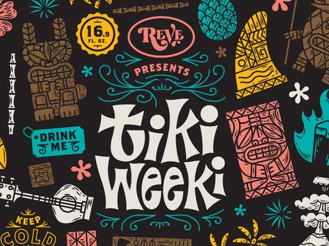 Tiki Graphic Design, Tiki Illustration, Tiki Logo, Tiki Design, Kon Tiki, Hawaian Party, Weekly Inspiration, Hawaiian Designs, Tiki Art