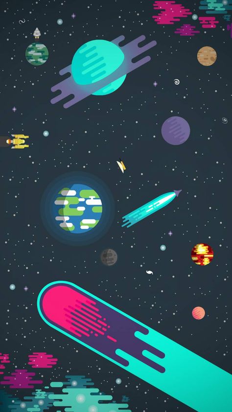 Animated Space iPhone Wallpaper Space Wallpaper Iphone, Wallpaper Iphone Cartoon, Art Spatial, Iphone Cartoon, Wallpaper Seni, Space Iphone Wallpaper, Kartu Remi, Space Wallpaper, Space Illustration