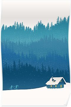 Ski Illustration, Illustration Landscape, Cabin Art, Flowers Background, Winter Illustration, Forest Illustration, City Poster, Landscape Poster, Art Et Illustration