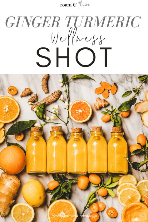 Tumeric Powder Ginger Shots Recipe, Ginger Tumeric Juice Recipe, Turmeric Orange Shots, Ginger Elixir Recipe, Tumeric Ginger Shots Recipe Easy, Turmeric Immunity Shots, How To Make Turmeric And Ginger Shots, Ginger And Turmeric Recipes, Vive Organic Immunity Boost