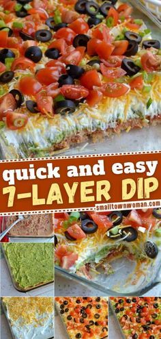 Essen, Aperitif, Easy 7 Layer Dip, Quick Easy Dips, 7 Layer Dip Recipe, Super Bowl Party Food, Layered Dip Recipes, 7 Layer Dip, What Is Healthy Food